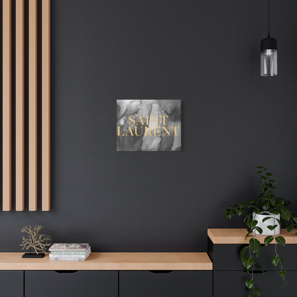 Saint Laurent Gold Text Canvas Wall Art
