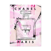 Coco No.5 Perfume Bottle Pink Canvas Wall Art