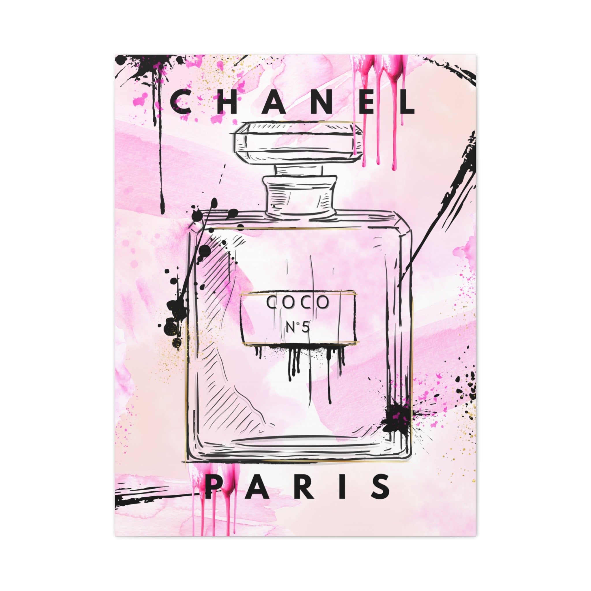 Coco No.5 Perfume Bottle Pink Canvas Wall Art