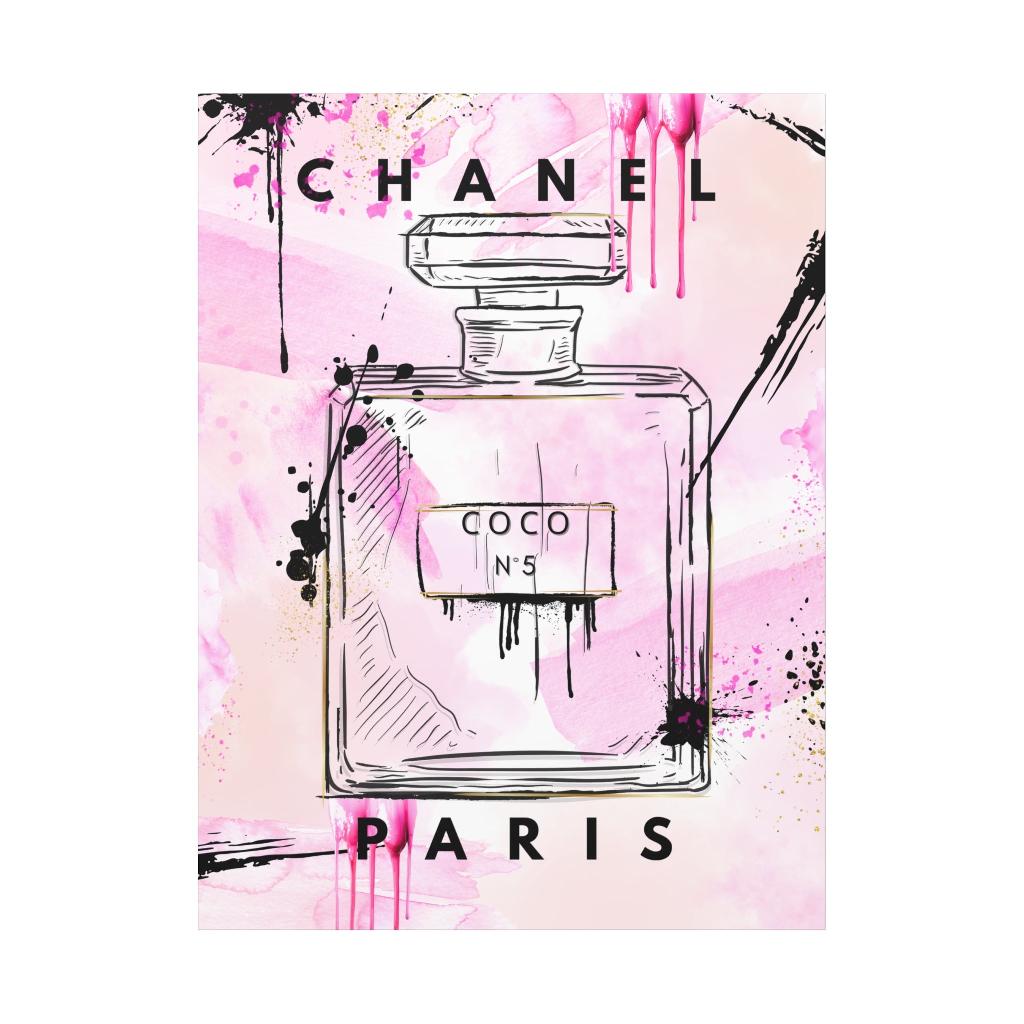 Coco No.5 Perfume Bottle Pink Canvas Wall Art