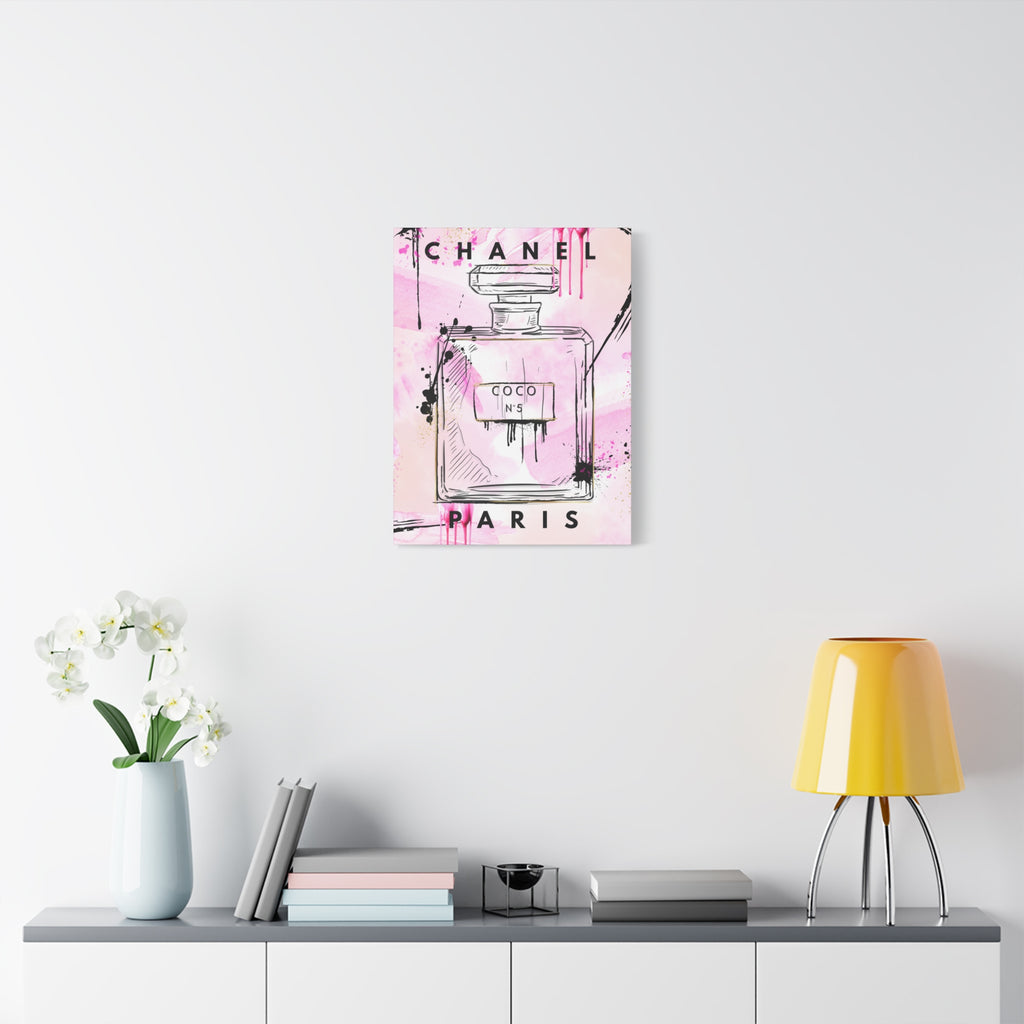 Coco No.5 Perfume Bottle Pink Canvas Wall Art