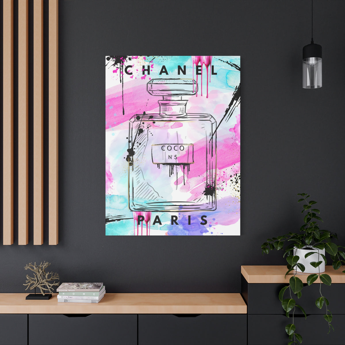 Coco No.5 Watercolor Perfume Bottle Matte Canvas Wall Art