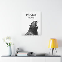 Luxury Leopard Canvas Wall Art – 'PRADA MILANO' Style Matte Stretched Canvas